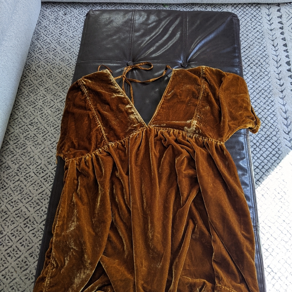 Free people golden velvet dress